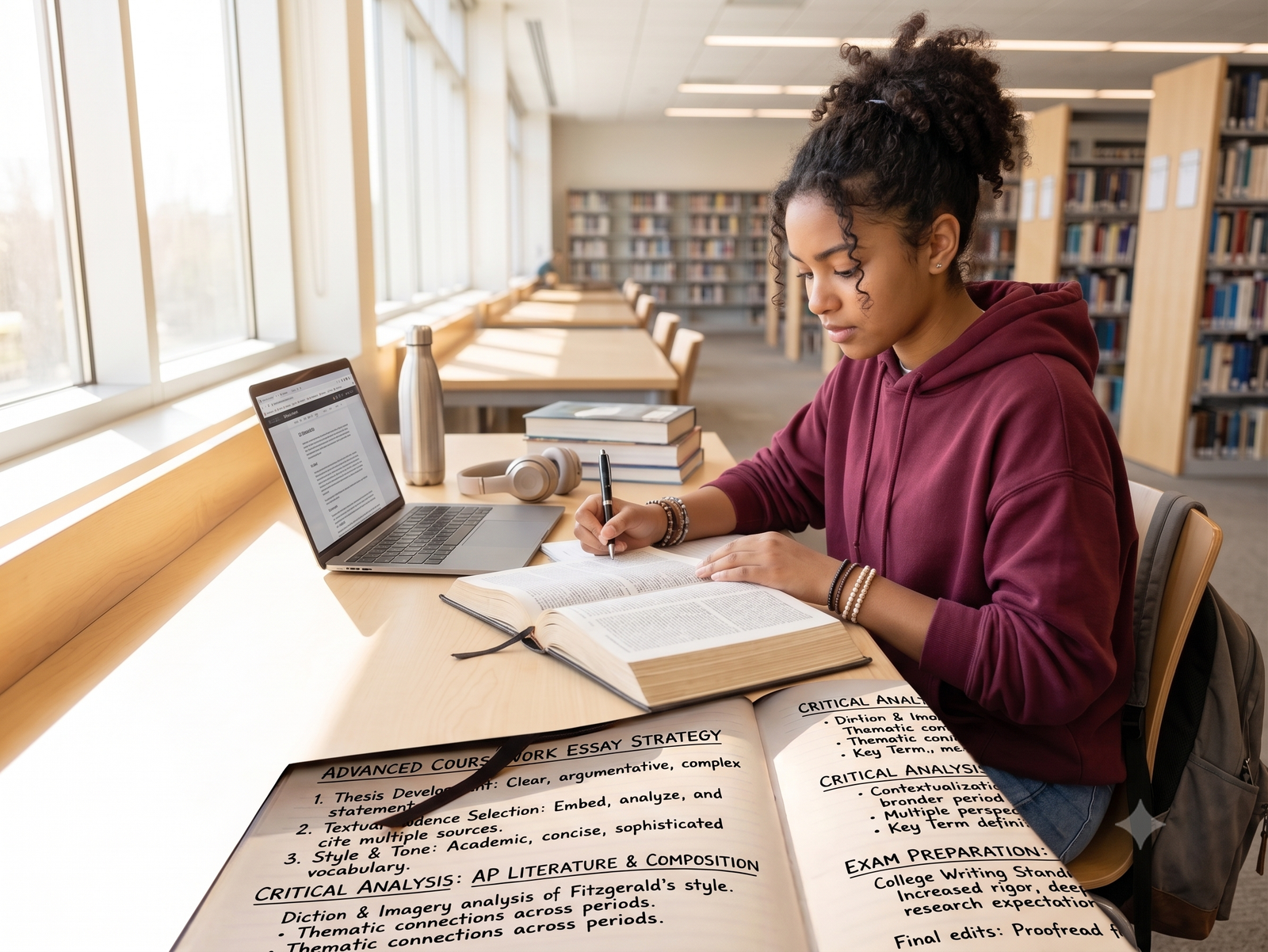 High school student studying for college